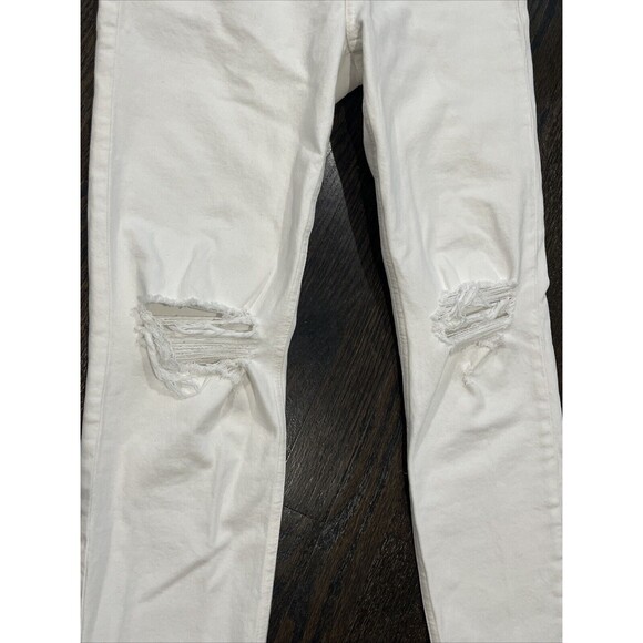 RE/Done Jeans Women’s 28 Orginals 90s High Rise Ankle Crop White Destroy - Picture 3 of 10